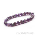 8mm Natural Amethyst Crystal Stone Bulk Wholesale Trend Charm Alloy Bead Bracelet